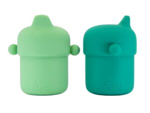 pura my-my silicone sippy cup 5oz/150ml - training cup, reusable, platinum food grade medical grade, spill proof cups for kids, toddlers, babies & infants - 2-pack (mint & moss)