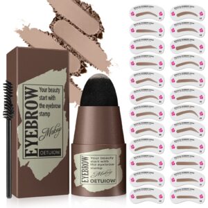 eyebrow stamp stencil kit - 1 step brow stamp kit smudge-proof and long-lasting waterproof with 24 reusable thin & thick eyebrow stencils, eyebrow brush for perfect brow (light brown)
