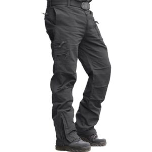 akarmy men's work pants, cargo pants for men, straight tactical pants, work travel casual pant with multi zipper pockets 9920 gray 34