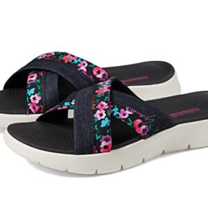 Skechers womens Go Walk Flex Sandal-blossoms Sandal, Black, 9 US