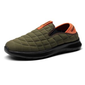 nortiv 8 men's women's hiking slip-on loafers shoes slippers camping moc outdoor indoor walking shoes army green snuo226m, size 7