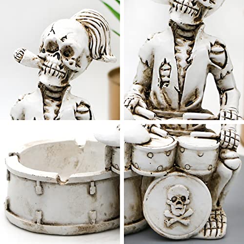 Halloween Gifts Skull Ashtray Decoration - Gothic Spooky Skeleton Cigarette Smoker Ash Tray Smoking Room Office Bar Ornament Skull Party Decor Scary Fantasy Gifts for Smokers