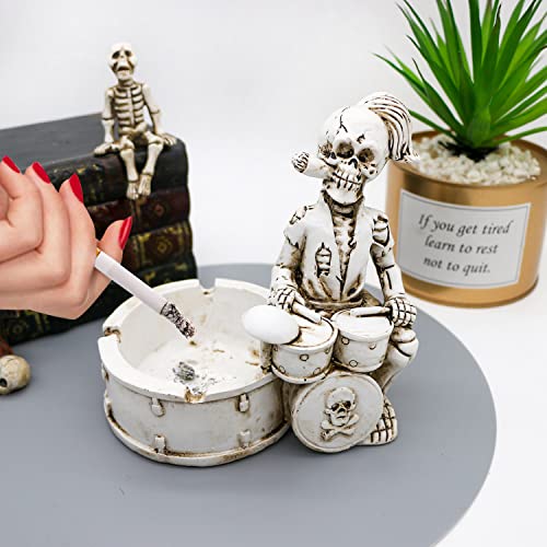 Halloween Gifts Skull Ashtray Decoration - Gothic Spooky Skeleton Cigarette Smoker Ash Tray Smoking Room Office Bar Ornament Skull Party Decor Scary Fantasy Gifts for Smokers