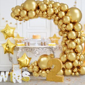 RUBFAC 149pcs Metallic Gold Balloons 18 12 10 5 Inch Different Sizes Latex Gold Balloon Arch Garland Kit for Birthday Party Wedding Engagement Graduation Baby Shower Decorations