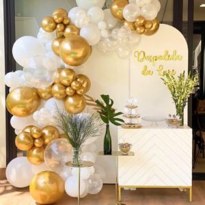 RUBFAC 149pcs Metallic Gold Balloons 18 12 10 5 Inch Different Sizes Latex Gold Balloon Arch Garland Kit for Birthday Party Wedding Engagement Graduation Baby Shower Decorations