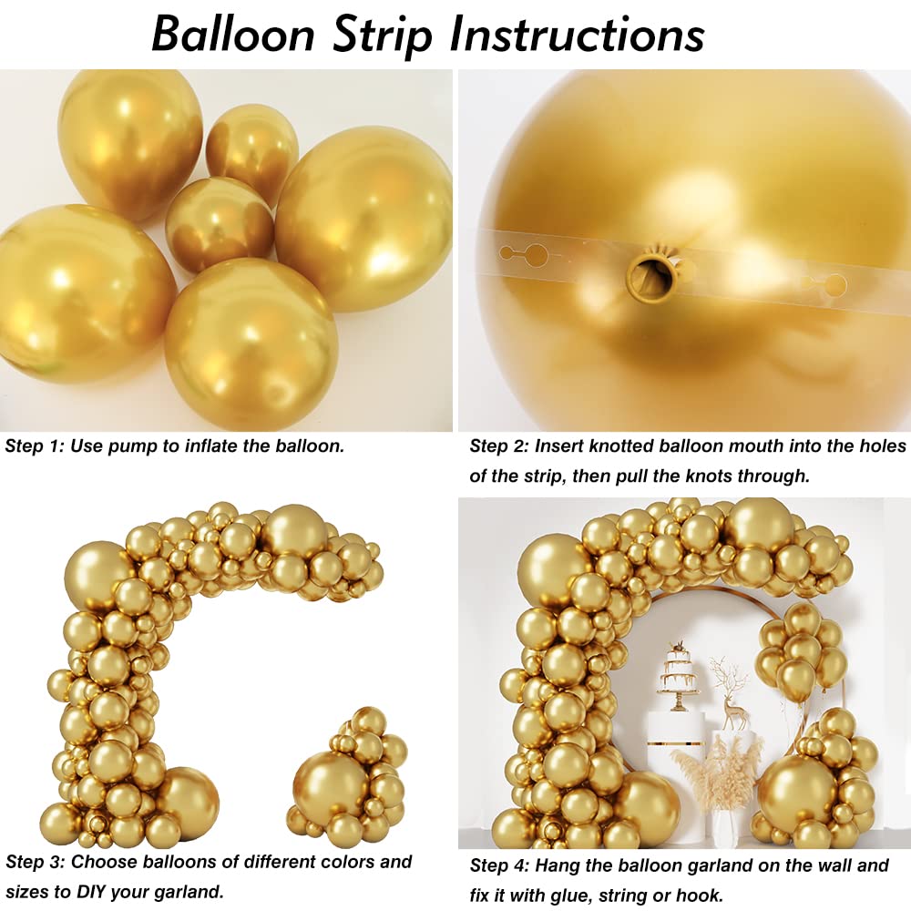 RUBFAC 149pcs Metallic Gold Balloons 18 12 10 5 Inch Different Sizes Latex Gold Balloon Arch Garland Kit for Birthday Party Wedding Engagement Graduation Baby Shower Decorations