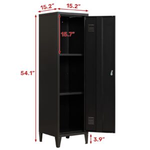 DOEWORKS High Standing Indoor Lockable Cabinet, Metal Locker Organizer, 3-in-1 Shelves Removable for Home and Office, Black