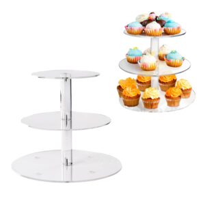 3 tier cupcake stand round shape acrylic cupcake tower dessert stand holder pastry display cookie candy buffet stand for wedding, birthday, party decorative supplies