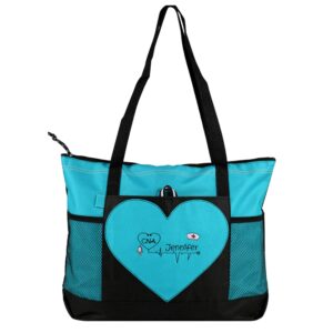 krfitya personalized nurse tote bag, cna, rn, lpn custom heart stethoscope initials gift embroidered medical tote bag