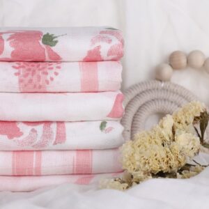 GLLQUEN BABY Receiving Blanket Boy Cotton Muslin Swaddle Blankets Girl Newborn Squares Breathable & Soft Thin Baby Blankets Cloths Double Absorbent Infant Swaddling Wrap - 6 Pack (Flower)