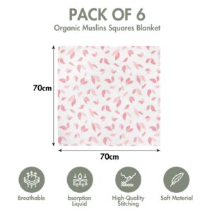 GLLQUEN BABY Receiving Blanket Boy Cotton Muslin Swaddle Blankets Girl Newborn Squares Breathable & Soft Thin Baby Blankets Cloths Double Absorbent Infant Swaddling Wrap - 6 Pack (Flower)