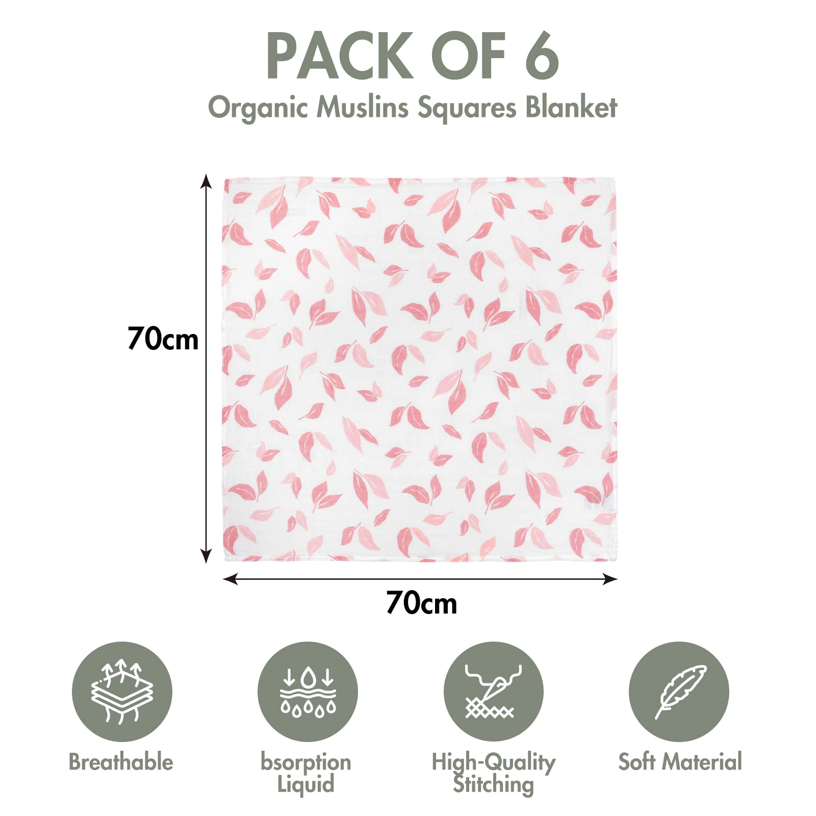 GLLQUEN BABY Receiving Blanket Boy Cotton Muslin Swaddle Blankets Girl Newborn Squares Breathable & Soft Thin Baby Blankets Cloths Double Absorbent Infant Swaddling Wrap - 6 Pack (Flower)