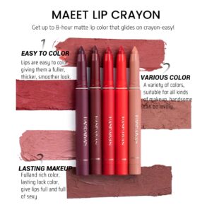 ZITIANY New Matte Crayon Lipstick with Free Sharpener, Mattes Velvet Lipstick Pencil Long Lasting Non Fading Lip Liner Lipstick, Gift For Women 1PC Coral