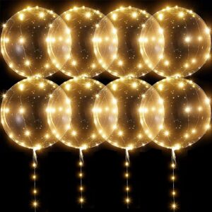led balloons light up balloons - 10 pack glow in the dark balloons, 20 inch clear bobo balloons with lights, bubble balloons with string lights, helium glowing balloons for party