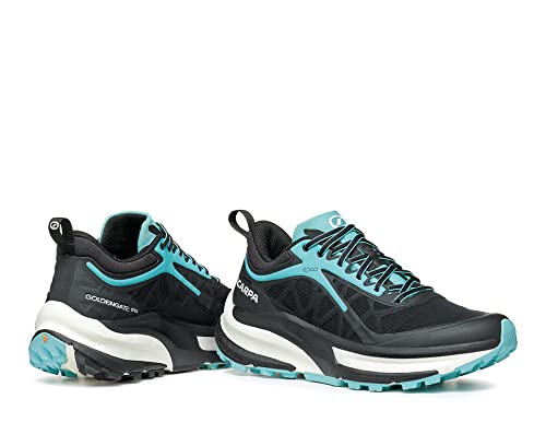 SCARPA Women's Golden Gate ATR GTX Waterproof Gore-Tex Trail Shoes for Trail Running and Hiking - Black/Aruba Blue - 8.5-9 Women/7.5-8 Men