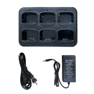 Teseko Six-Way Charger Multi Unit Charger for Motorola NNTN4497CR NNTN4497DR NNTN4496 CP040 CP140 CP150 CP160 CP180 CP200 CP200D CP250 CP380 PR400 EP450 EP450S DEP450 GP3688 GP3188（Thick Version）