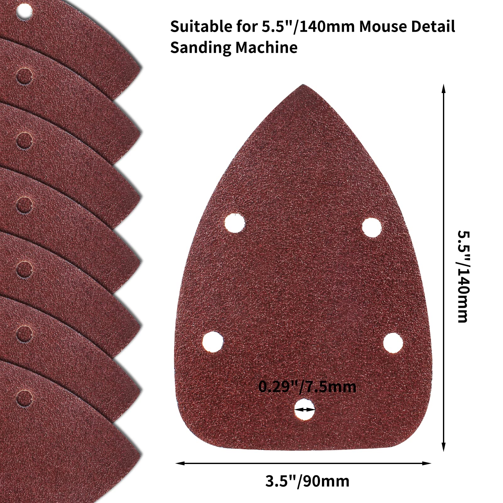 Cionyce 25 Pcs 40 Grit Mouse Detail Sander Sandpaper 5 Hole Mouse Sandpaper Hook and Loop Sander Pads Sanding Sheets for 140mm Sanding Machine