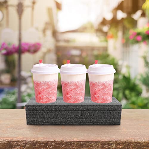 Disposable Drink Carriers 2pcs Disposable Foam Takeout Cup Holders 6 Hole Cup Drink Carrier Food Drink Holder for Hot Cold Drinks Black Cup Holder Tray Outdoor Cup Trays