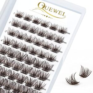 quewel colored cluster lashes wide stem red individual lashes c/d curl mix8-16mm diy eyelash extension false eyelashes natural&mega styles soft for personal makeup use at home (mega-brownc-mix8-16)