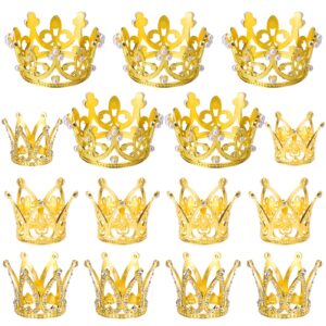 ayfjovs 15 pieces 3 size crown for cake topper mini baby crown tiny queen crowns for flower bouquet accessories mother's day women lady girl wedding baby shower birthday valentines party decoration