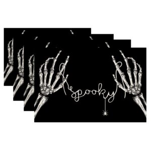arkeny halloween skeleton spooky spider black placemats 12x18 inches set of 4,seasonal farmhouse indoor kitchen dining table decorations for home party ap158-18