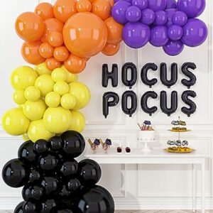 HOUSE OF PARTY Halloween Balloon Arch Kit – 86 Pcs Hocus Pocus Decorations, Yellow, Purple, Orange and Black Halloween Balloons Decorations Halloween Party Decorations Happy Halloween Party Supplies