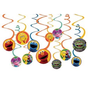 everyday sesame street spiral hanging decorations (pack of 12) - multicolor paper - vibrant & fun party decor for themed gatherings, events & celebrations