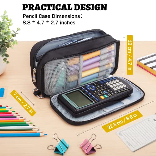 Pencil Case Big Capacity Pen Pouch Large Storage Holder Marker Pen Bag Durable 3 Compartment School Office Desk Organizer Portable Cute Zipper Stationery for Kids Teen Student Boys Girls Adults Klein