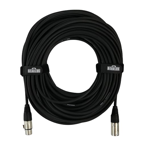 Gearlux XLR Microphone Cable, Fully Balanced, Male to Female, Black, 100 Feet - 2 Pack