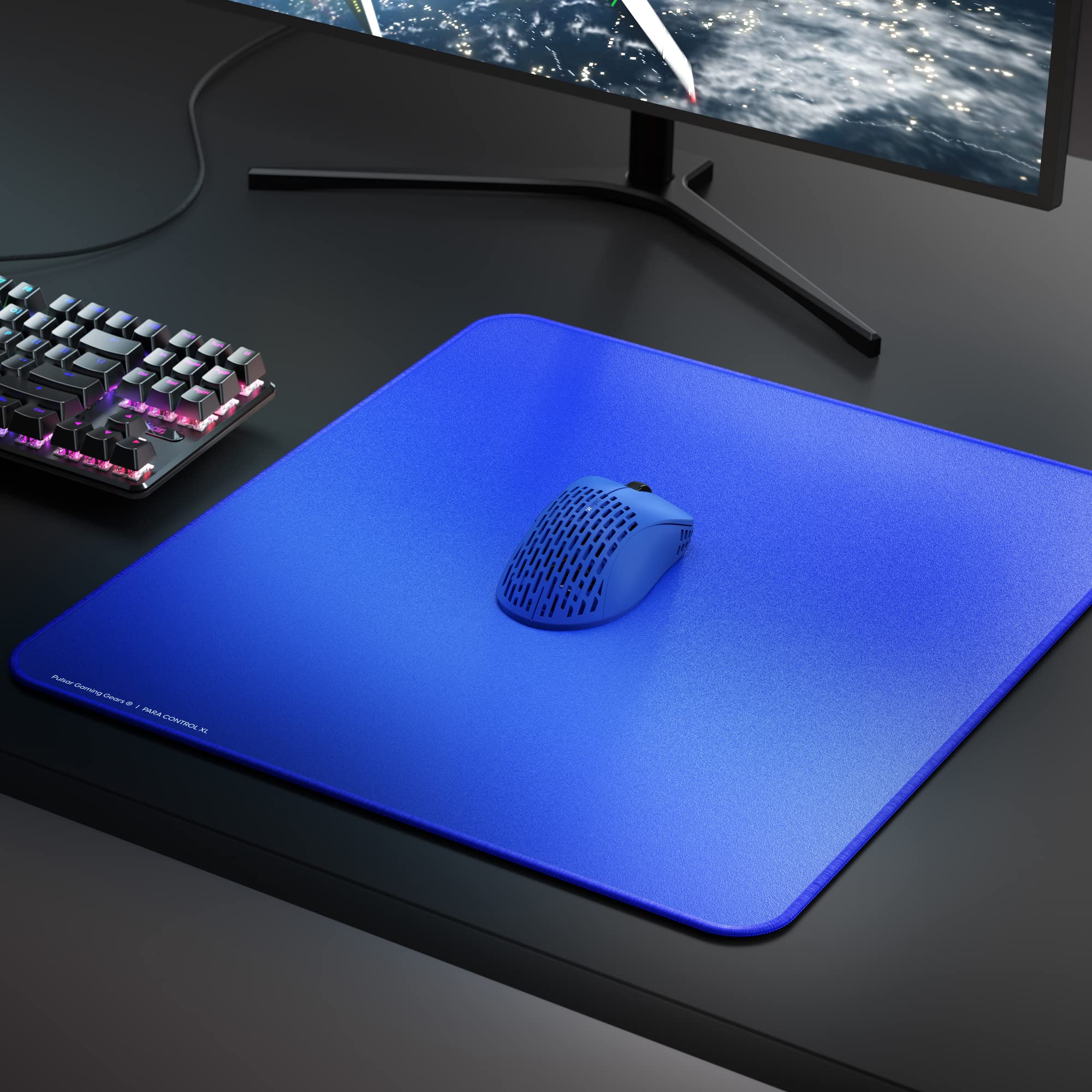 Pulsar - Paracontrol XL Esports Level Premium Gaming Mouse Pad V2 - Medium to High Speed Pad Stitched Edge Durable Hybrid Rubber Top Surface 16 x 18 in (XL, Blue)