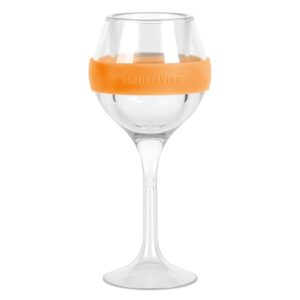 chilledvino frosty drinkware - freezable, all-purpose wine glasses - insulated drinking glass with stem & silicone sleeve - bpa free outdoor wine glasses (orange)