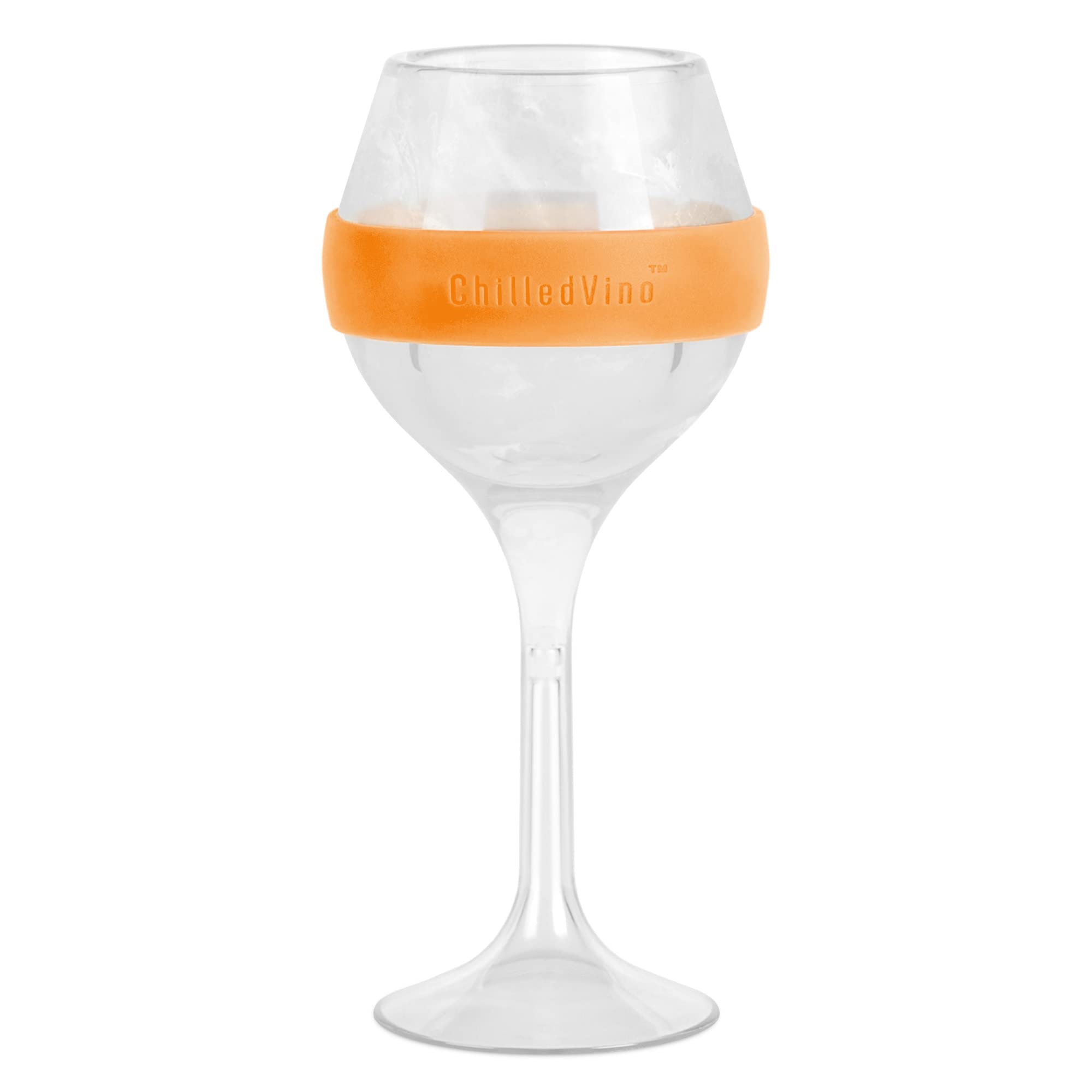 ChilledVino Frosty Drinkware - Freezable, All-Purpose Wine Glasses - Insulated Drinking Glass With Stem & Silicone Sleeve - BPA Free Outdoor Wine Glasses (Orange)