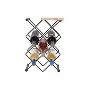 neatfreak Countertop Wine Rack with Shelf Freestanding Tabletop Wine Bottle Holder for Up to 10 Bottles - Matte Black Metal Frame with Maple Wood Tray for Wine Glass - 17.24 x 7.63 x 11.49 in