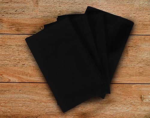 Urban Villa Solid Slub Set of 4 Dinner Napkins (20X20 in) Cotton Everyday Use Premium Quality Over Sized Cloth Napkins with Mitered Corners Ultra Soft Durable Hotel Quality (Black) Halloween