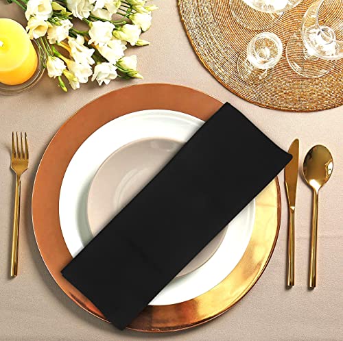 Urban Villa Solid Slub Set of 4 Dinner Napkins (20X20 in) Cotton Everyday Use Premium Quality Over Sized Cloth Napkins with Mitered Corners Ultra Soft Durable Hotel Quality (Black) Halloween