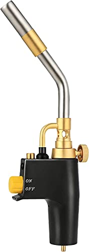 Propane Torch Head with Igniter, High Intensity Trigger Start Torch for Propane/Mapp/Map Gas, Welding Torch with Adjustable Flame for Culinary, Melting Ice and Soldering