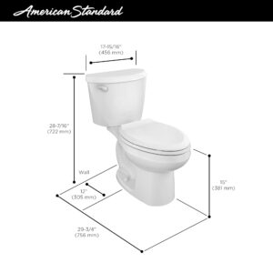 American Standard 250CA104.020 Colony 3 Two-Piece Toilet, Elongated Front, Standard Height, White, 1.28 gpf