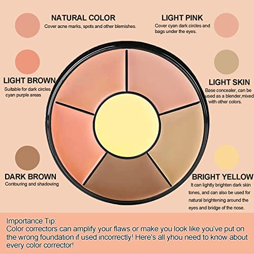 Color Corrector Palette, 6 in 1 Concealer Contour Palette, Color Corrector for Dark Circles,Redness, Brighten, Cream Concealer, Color Correcting Palette Full Coverage Concealer Make Up Kit(01)