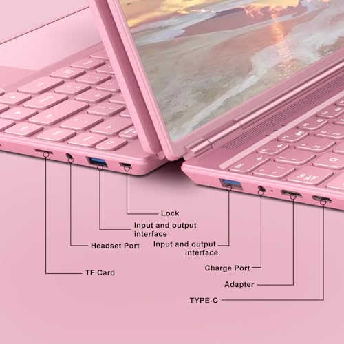 Ruzava/Aocwei 14" Laptop 8GB DDR4 256GB SSD Celeron Intel N5095 (Up to 2.9Ghz) 4-Core Win 11 PC with Cooling Fan 1920 * 1200 2K FHD Screen Dual WiFi Support 1TB SSD Expand for Game Work Study-Pink