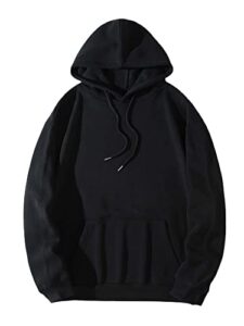 floerns men's casual drawstring hoodie long sleeve pullover tops sweatshirt black l