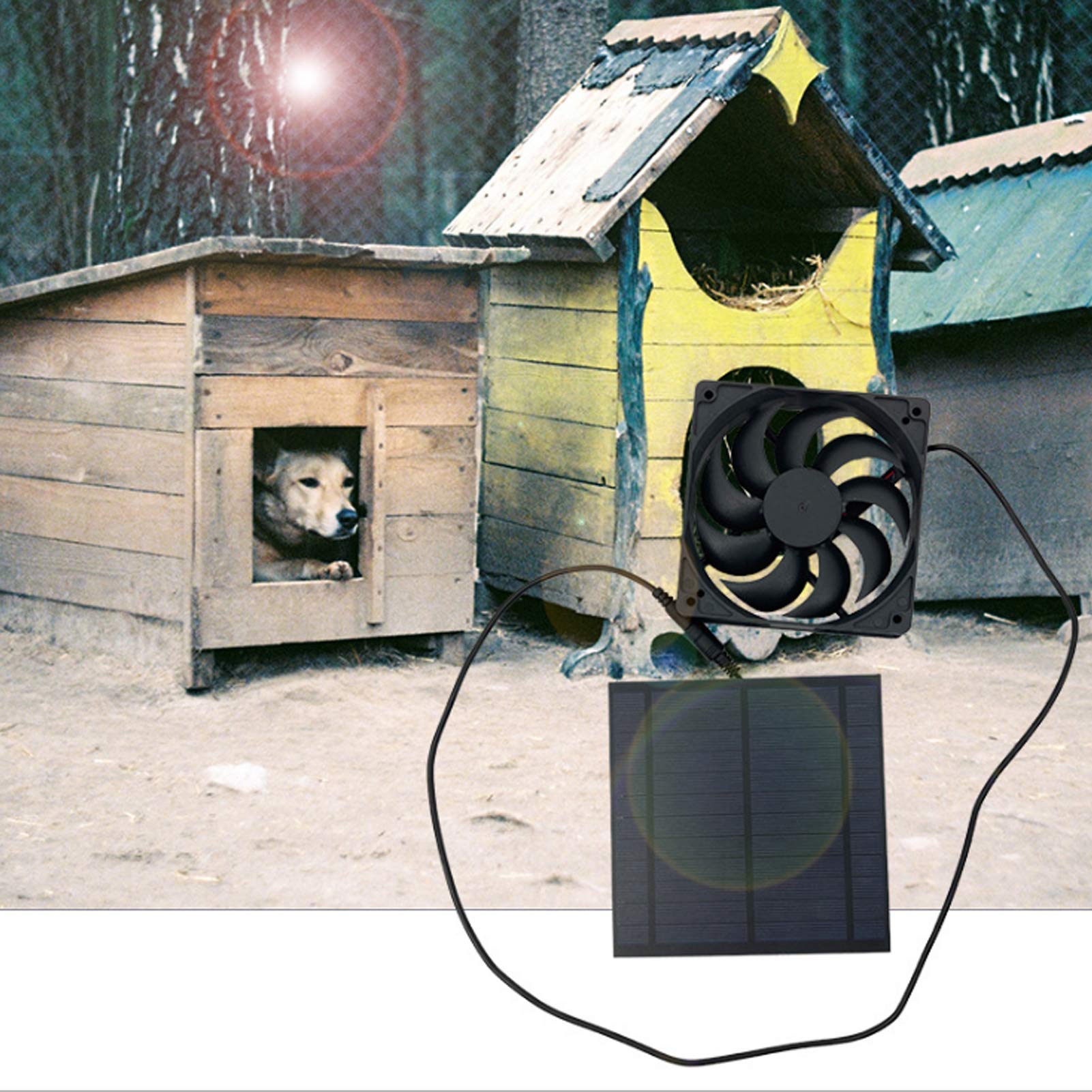 Jiawu Solar Fan, 5W Solar Panel Fan Kit, Solar Powered Fan for Small Chicken Coops, Greenhouses, Sheds, Pet Houses, Solar Powered Exhaust Fan Solar Panel Board with Ventilation Fan