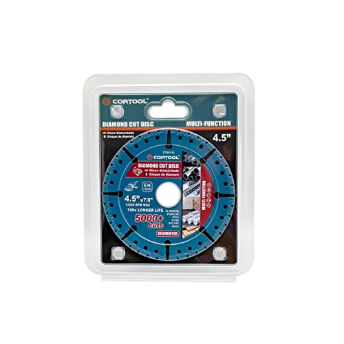 CORTOOL Diamond Cutting Wheel 4-1/2 x 7/8 Inch for Metal, Cut Off Discs for Rebar, Steel, Iron and INOX (Segmented)