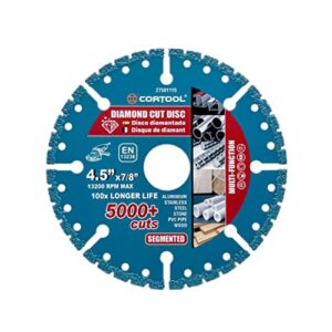 cortool diamond cutting wheel 4-1/2 x 7/8 inch for metal, cut off discs for rebar, steel, iron and inox (segmented)