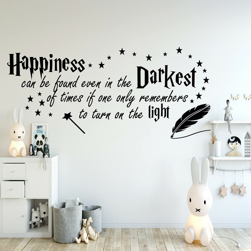 Quote Happiness can be Found Even in The Darkest Wall Sticker Decor Nursery Decal for Kid’s Room