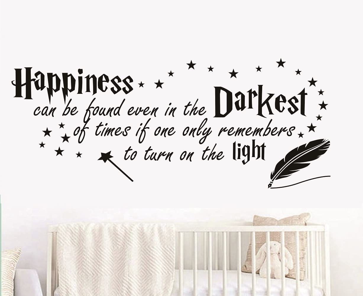 Quote Happiness can be Found Even in The Darkest Wall Sticker Decor Nursery Decal for Kid’s Room