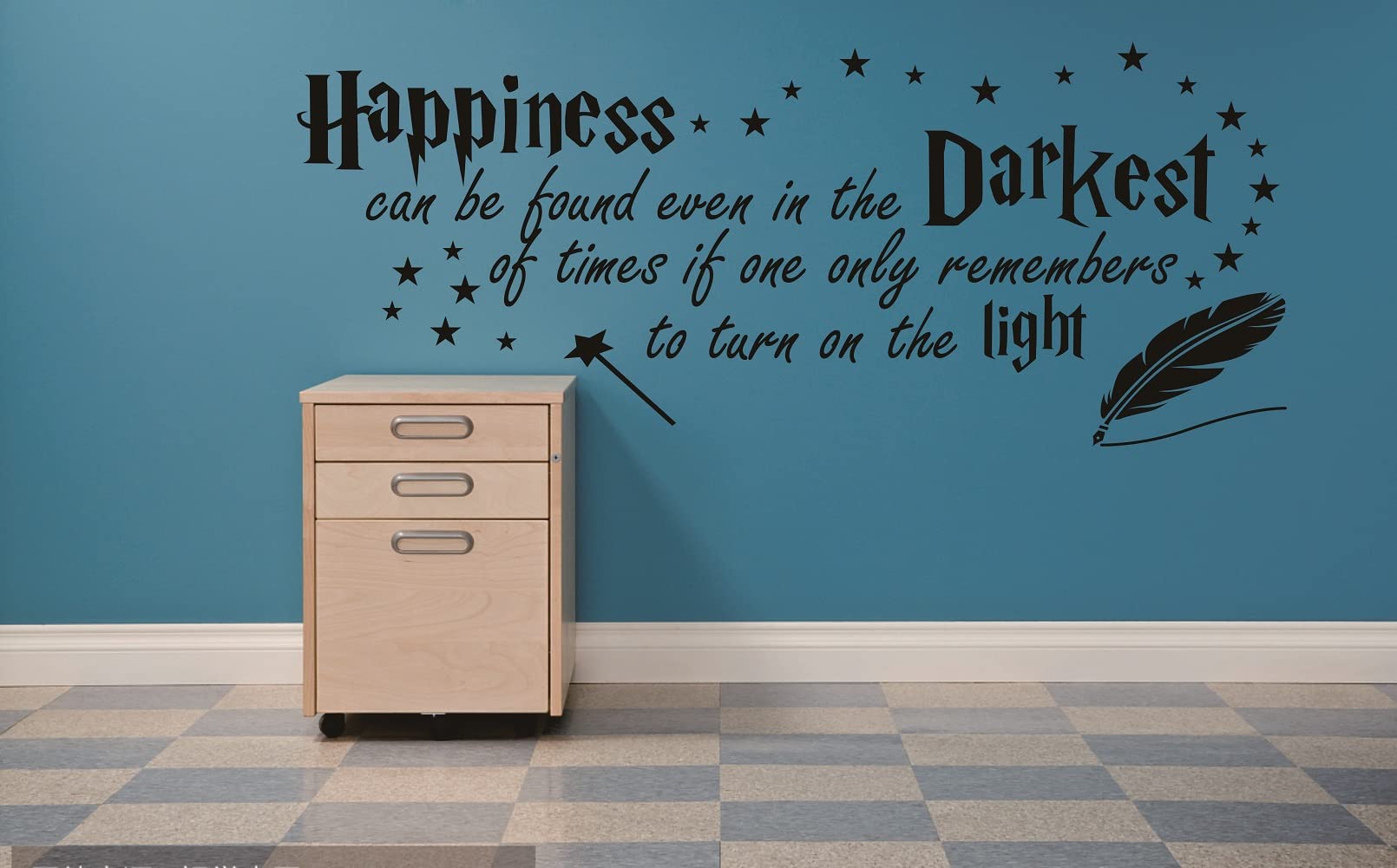Quote Happiness can be Found Even in The Darkest Wall Sticker Decor Nursery Decal for Kid’s Room