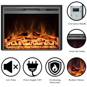 Kentsky Electric Fireplace, Electric Fireplace Inserts, Recessed Fireplace Heater with Remote Control, Adjustable Flame Colors, Timer&Overheating Protection, 750/1500W, 35" W X 27" H