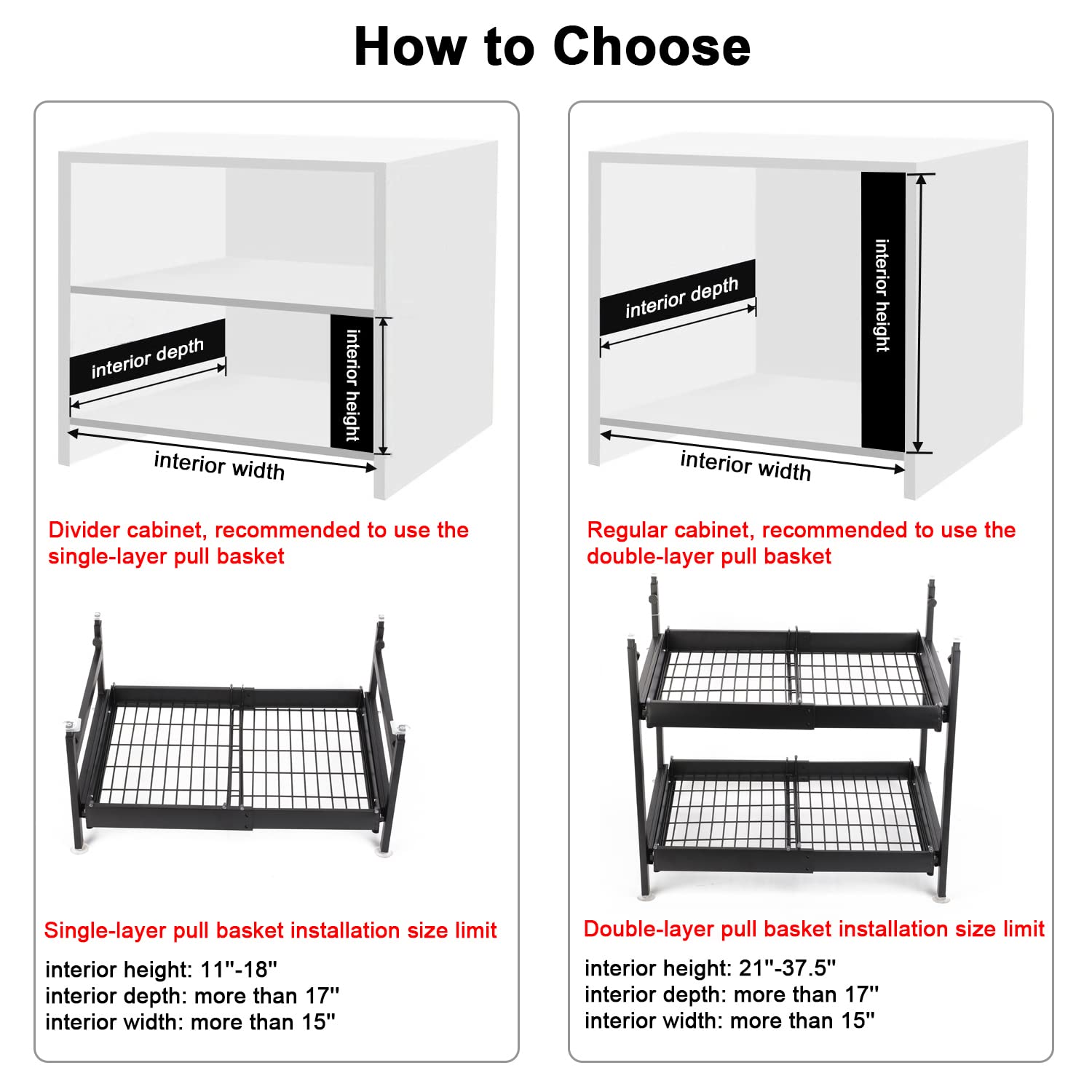 moapm Pull Out Cabinet Organizer Wire Basket Slide Out Cabinet Drawer 2 Tier Individual Storage Shelves Spice Rack Under Sink Organizers and Storage for Kitchen, Bathroom Double Layer