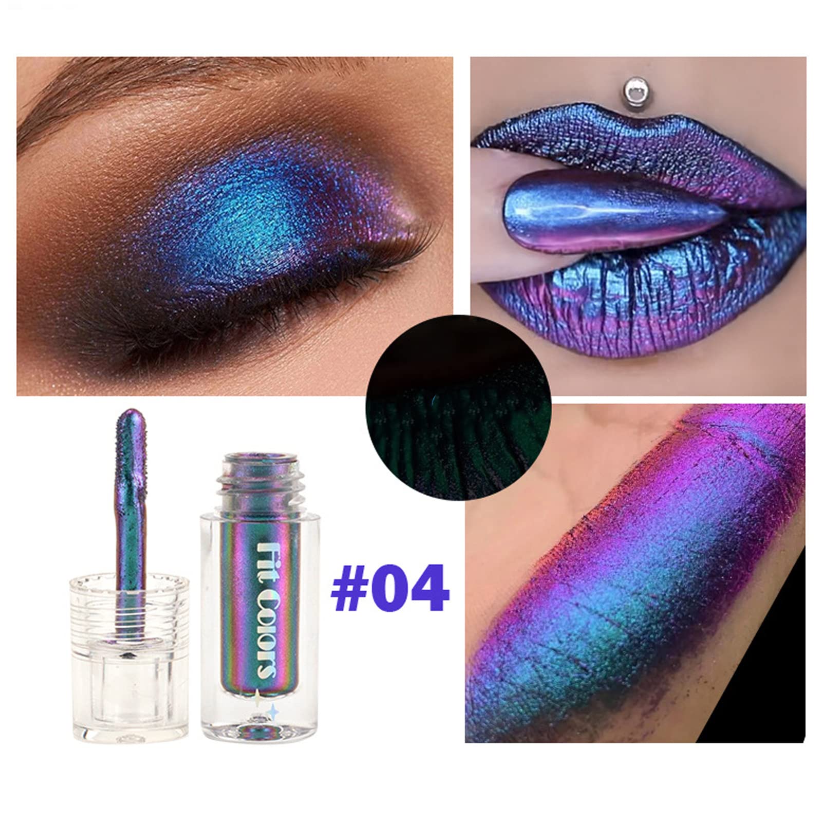 Domality Chameleon Eyeshadow Liquid Set, 3pcs Intense Color Shifting Multichrome Eyeshadow, Highly Pigment Metallic Long Lasting Quick-Drying No Creasing Eye Makeup