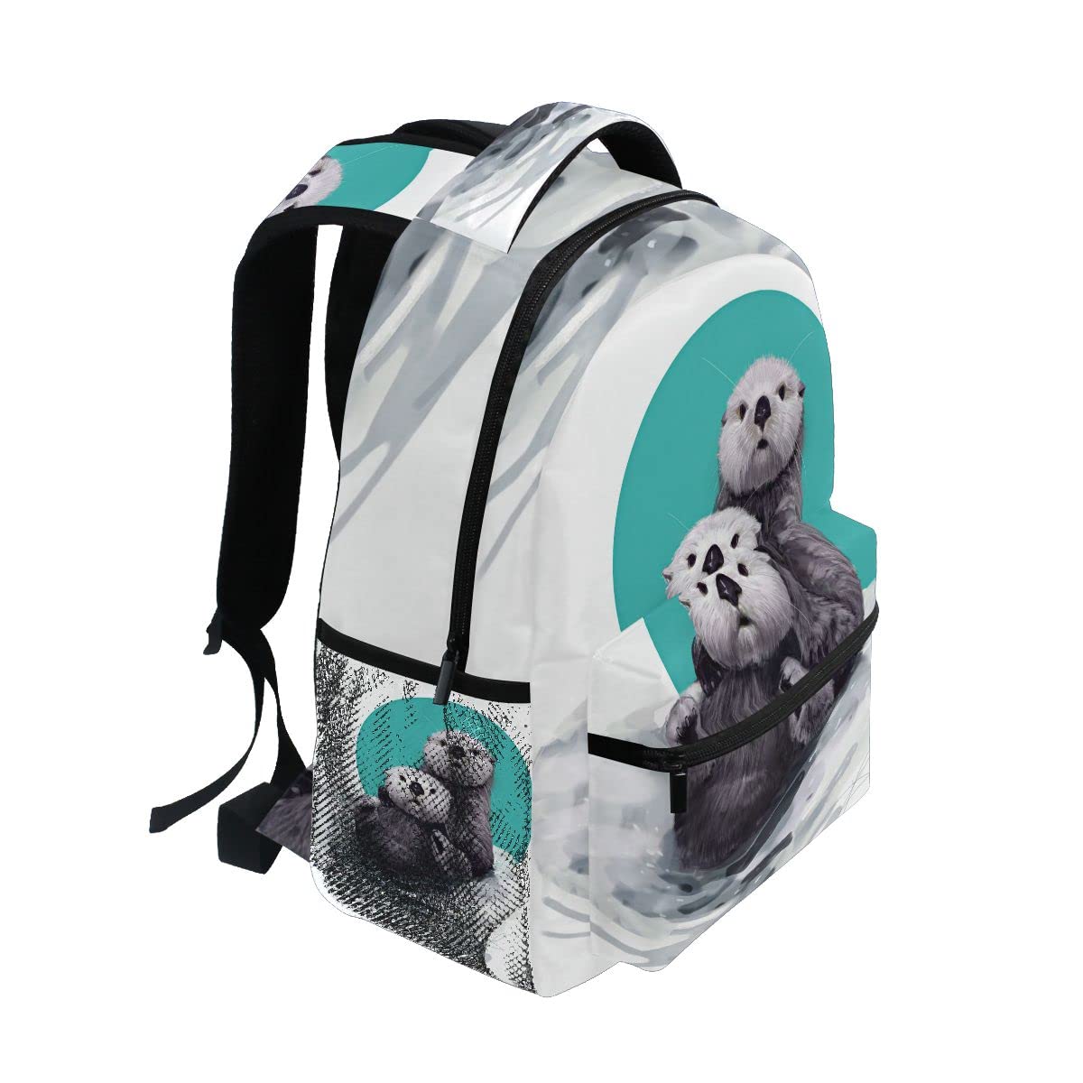 Fisyme Cute Sea Otter Backpack Laptop Bag Daypack Travel Hiking School Backpacks for Men Women Kids Girls Boys